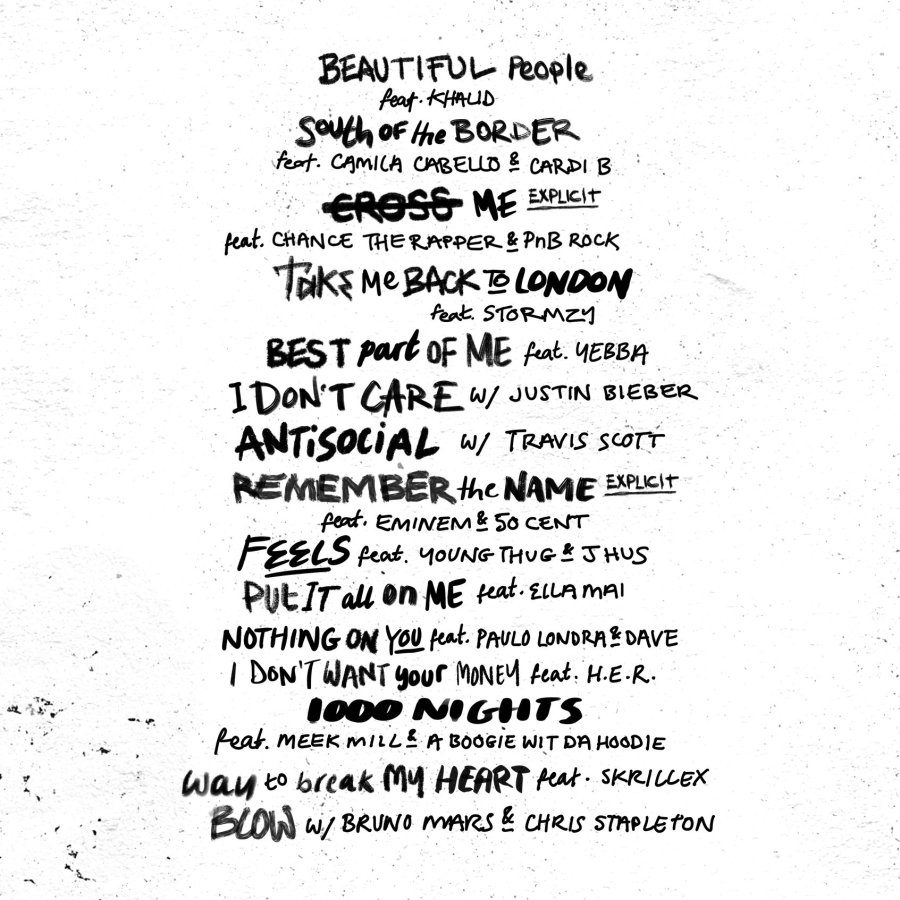 Ed Sheeran No. 6 Collaboration Project Tracklist Facebook 2019 June