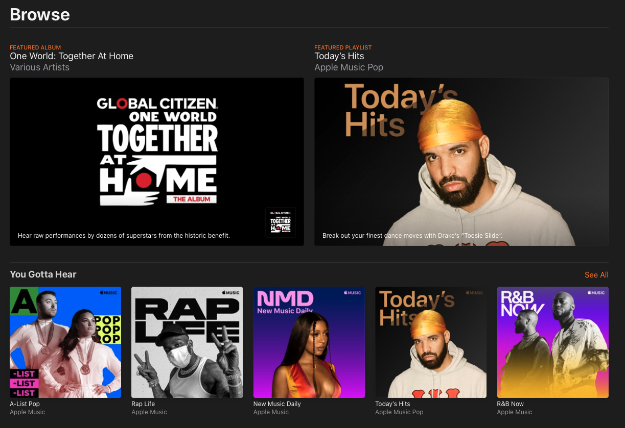Apple Music Browse Screen Shot