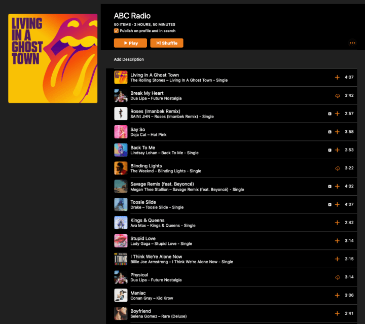 Airplay Radio Chart Apple Music ABC Radio Playlista