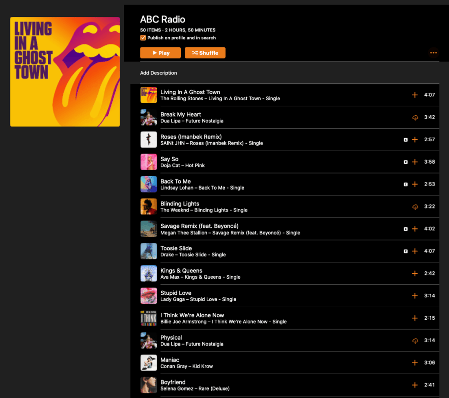 Airplay Radio Chart Apple Music ABC Radio Playlista