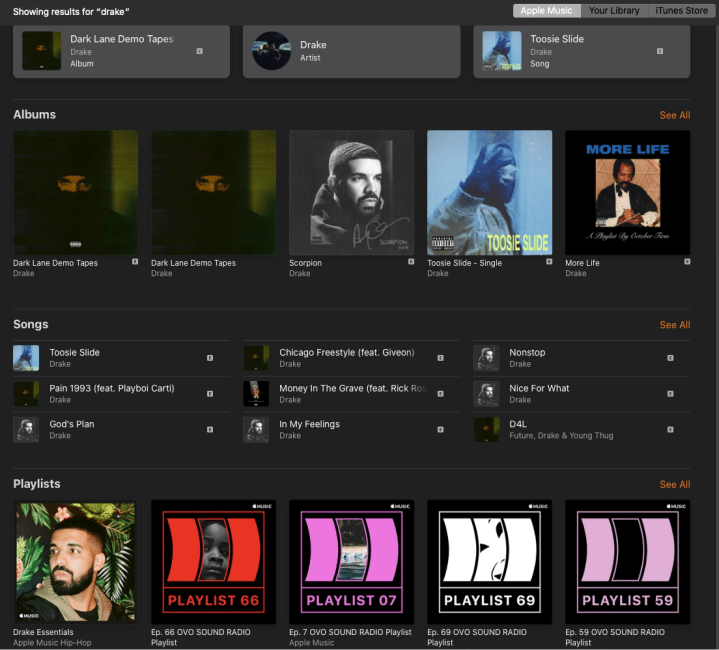 Drake Search Apple Music